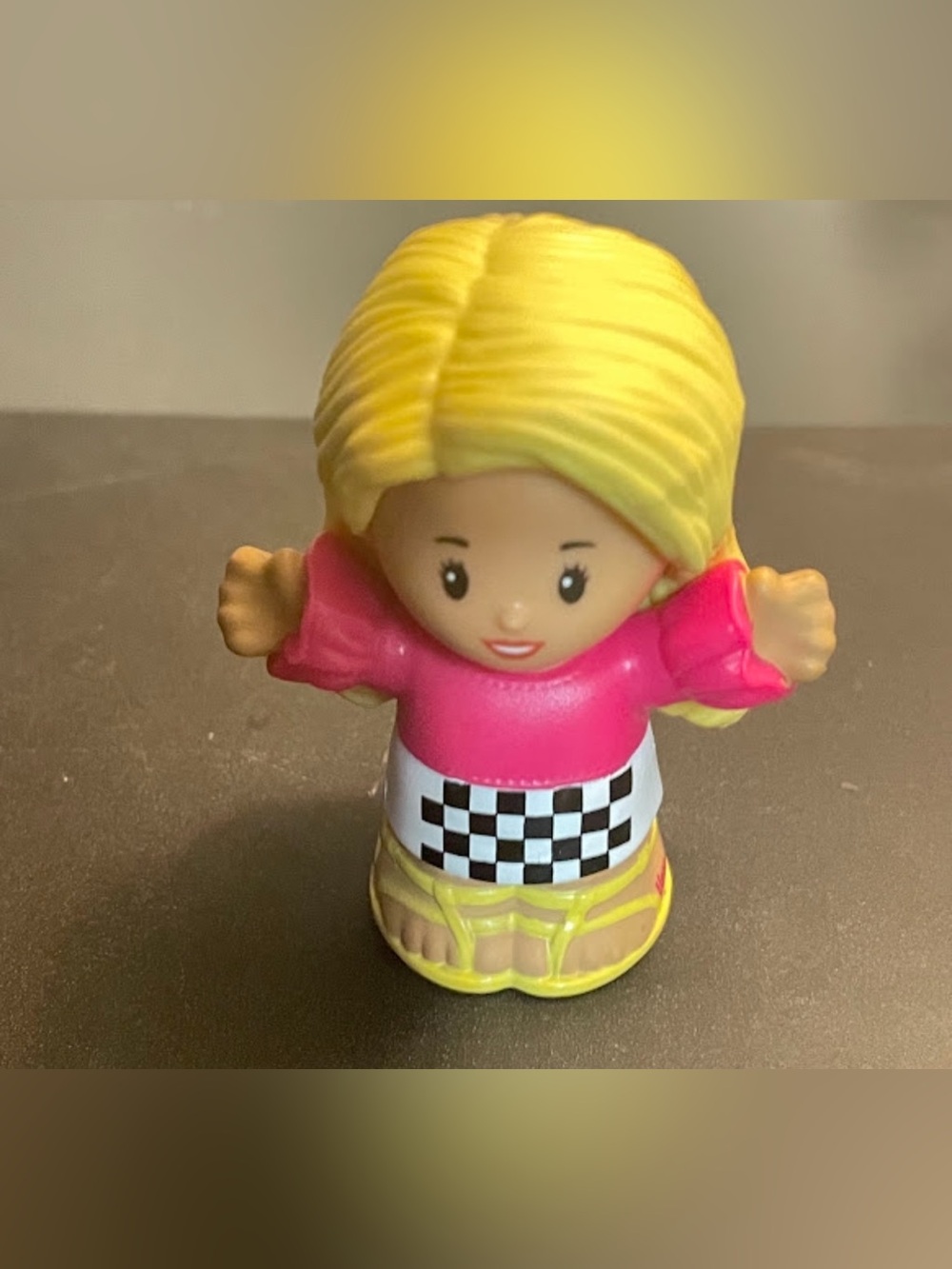 Little People Barbie blonde hair racing outfit Racecar driver